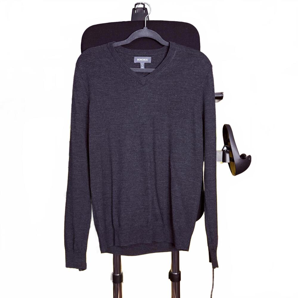 Men's Bonobos Dark Gray V-Neck Sweater Size Small